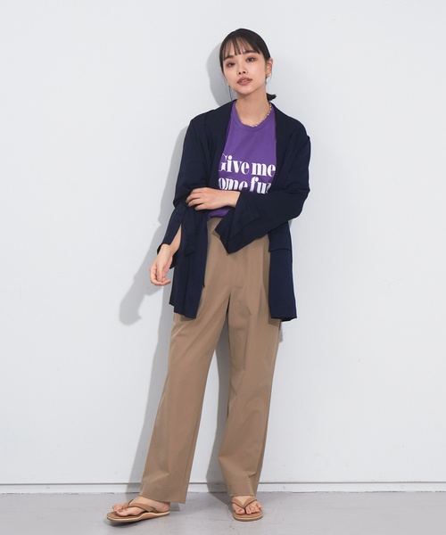 NOMINE(ノミネ)の「スリットスリーブルーズジャケット(テーラードジャケット・レディース・グレイッシュブルー/サーモンピンク/ダークネイビー・フリー)」の5枚目の写真