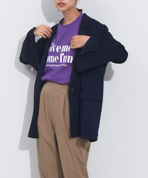 NOMINE(ノミネ)の「スリットスリーブルーズジャケット(テーラードジャケット・レディース・グレイッシュブルー/サーモンピンク/ダークネイビー・フリー)」の6枚目の写真