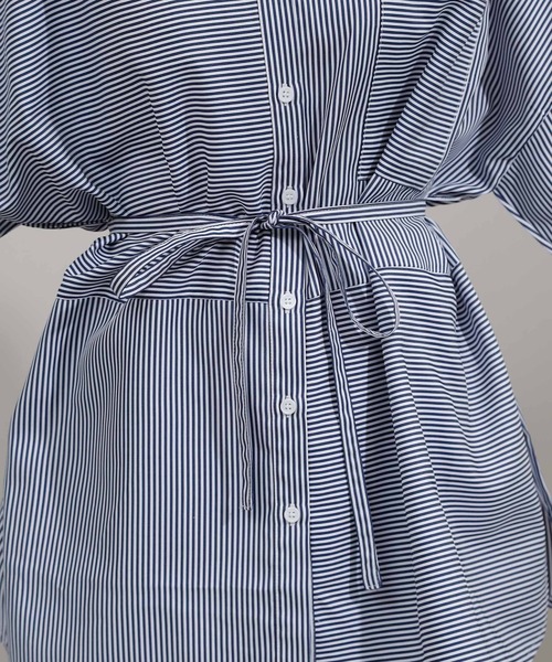 COLONY 2139（コロニートゥーワンスリーナイン）の「ストライプパターン切替長袖シャツ（シャツ/ブラウス・レディース・グリーン/ネイビー/レッド・FREE）」の21枚目の写真