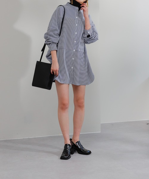 COLONY 2139（コロニートゥーワンスリーナイン）の「ストライプパターン切替長袖シャツ（シャツ/ブラウス・レディース・グリーン/ネイビー/レッド・FREE）」の10枚目の写真