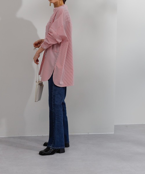 COLONY 2139（コロニートゥーワンスリーナイン）の「ストライプパターン切替長袖シャツ（シャツ/ブラウス・レディース・グリーン/ネイビー/レッド・FREE）」の7枚目の写真