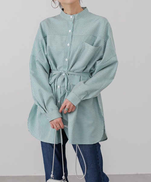 COLONY 2139（コロニートゥーワンスリーナイン）の「ストライプパターン切替長袖シャツ（シャツ/ブラウス・レディース・グリーン/ネイビー/レッド・FREE）」の17枚目の写真