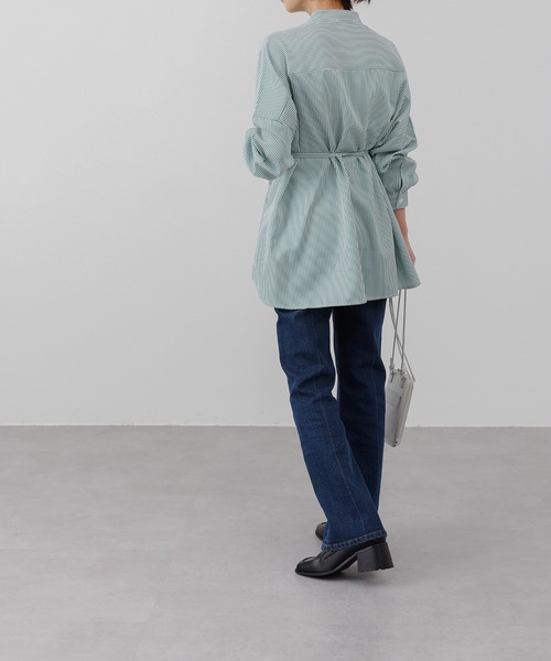 COLONY 2139（コロニートゥーワンスリーナイン）の「ストライプパターン切替長袖シャツ（シャツ/ブラウス・レディース・グリーン/ネイビー/レッド・FREE）」の13枚目の写真