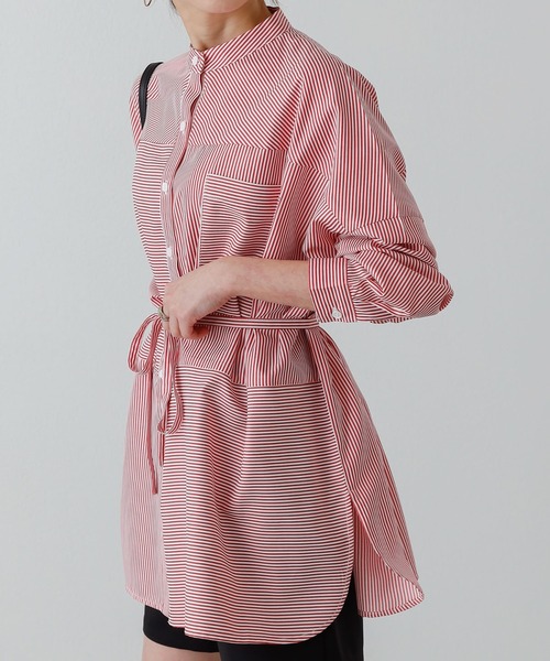 COLONY 2139（コロニートゥーワンスリーナイン）の「ストライプパターン切替長袖シャツ（シャツ/ブラウス・レディース・グリーン/ネイビー/レッド・FREE）」の19枚目の写真