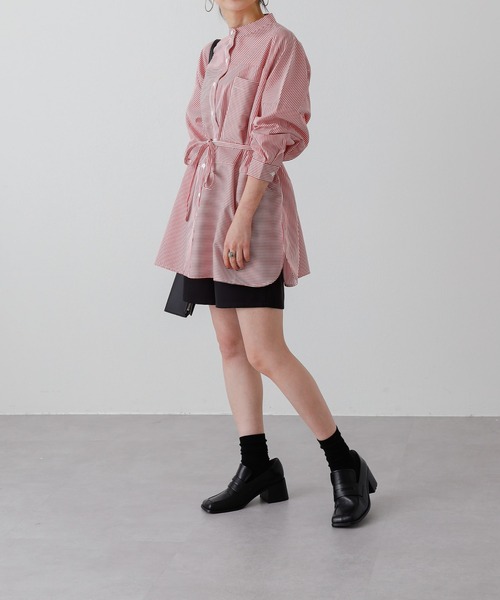 COLONY 2139（コロニートゥーワンスリーナイン）の「ストライプパターン切替長袖シャツ（シャツ/ブラウス・レディース・グリーン/ネイビー/レッド・FREE）」の6枚目の写真