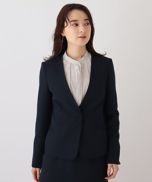 index（インデックス）の「◆マルチファンクションダブルクロスノーカラージャケット【WEB限定サイズ】（スーツジャケット・レディース・ネイビー/ナチュラル・36/38/40/42）」の9枚目の写真