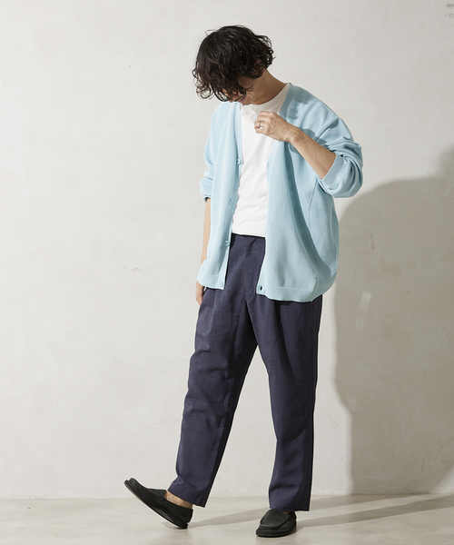 JOURNAL STANDARD relume（ジャーナルスタンダード　レリューム）の「【ニット+カットソーの2点SET】リサイクルポリエステル ライトカーディガン（カーディガン/ボレロ・メンズ・ブラック/グレー/ベージュ/ネイビー/サックスブルー/ピンク/オレンジ/グリーン・MEDIUM/LARGE）」の10枚目の写真