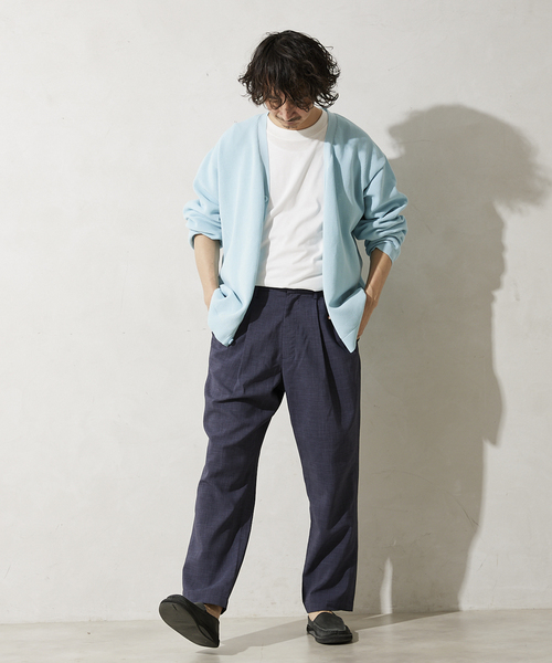 JOURNAL STANDARD relume（ジャーナルスタンダード　レリューム）の「【ニット+カットソーの2点SET】リサイクルポリエステル ライトカーディガン（カーディガン/ボレロ・メンズ・ブラック/グレー/ベージュ/ネイビー/サックスブルー/ピンク/オレンジ/グリーン・MEDIUM/LARGE）」の11枚目の写真