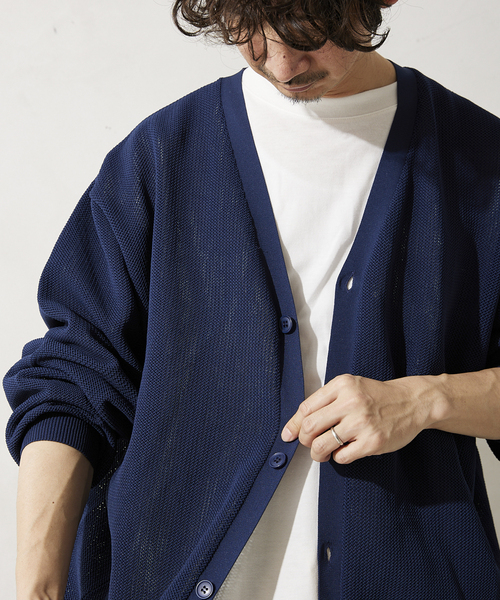 JOURNAL STANDARD relume（ジャーナルスタンダード　レリューム）の「【ニット+カットソーの2点SET】リサイクルポリエステル ライトカーディガン（カーディガン/ボレロ・メンズ・ブラック/グレー/ベージュ/ネイビー/サックスブルー/ピンク/オレンジ/グリーン・MEDIUM/LARGE）」の19枚目の写真