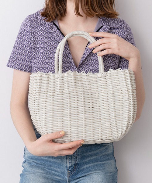 Casselini（キャセリーニ）の「Casselini(キャセリーニ)チューブかごバッグ（ハンドバッグ・レディース・オレンジ/パープル/レッド/ホワイト/グリーン・FREE）」の2枚目の写真