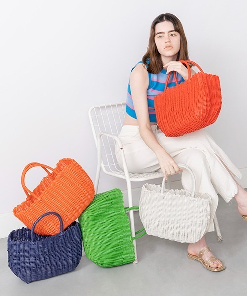 Casselini（キャセリーニ）の「Casselini(キャセリーニ)チューブかごバッグ（ハンドバッグ・レディース・オレンジ/パープル/レッド/ホワイト/グリーン・FREE）」の14枚目の写真