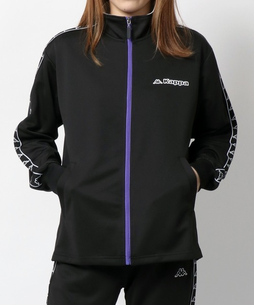 Kappa（カッパ）の「kappa/カッパ ジャージ レディース 袖ロゴテープ セットアップ 上下セット トラックジャケット×トラックパンツ（ジャージ・レディース・ホワイト/チャコール/ブラック/ネイビー・M/L/LL）」の8枚目の写真