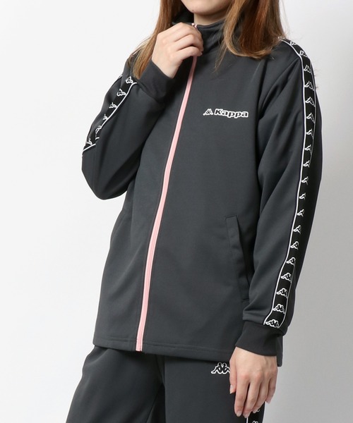 Kappa（カッパ）の「kappa/カッパ ジャージ レディース 袖ロゴテープ セットアップ 上下セット トラックジャケット×トラックパンツ（ジャージ・レディース・ホワイト/チャコール/ブラック/ネイビー・M/L/LL）」の16枚目の写真