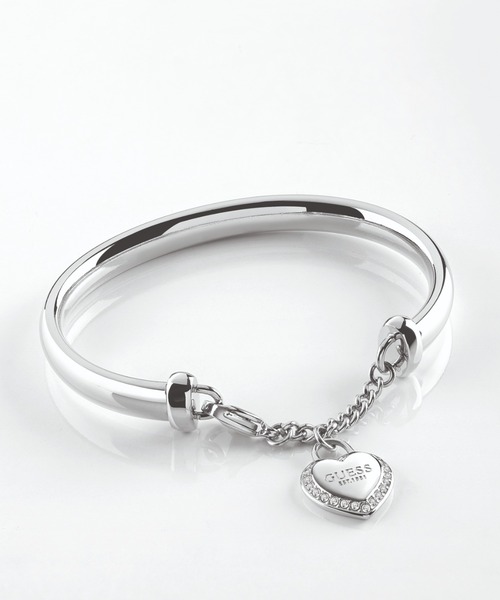 Guess(ゲス)の「FINE HEART 13mm Heart & White Bangle(ブレスレット・レディース・シルバー/ゴールド・SMALL)」の2枚目の写真