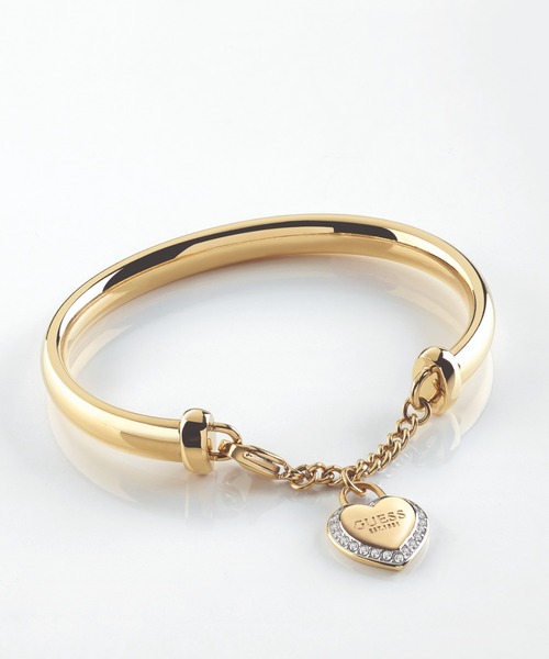 Guess(ゲス)の「FINE HEART 13mm Heart & White Bangle(ブレスレット・レディース・シルバー/ゴールド・SMALL)」の1枚目の写真