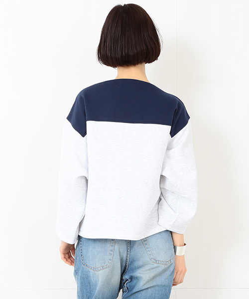BEAMS BOY（ビームスボーイ）の「◎les Briqu’a braque / 胸切り替え ボートネック スウェット（スウェット・レディース・グレー/ネイビー・ONE SIZE）」の5枚目の写真