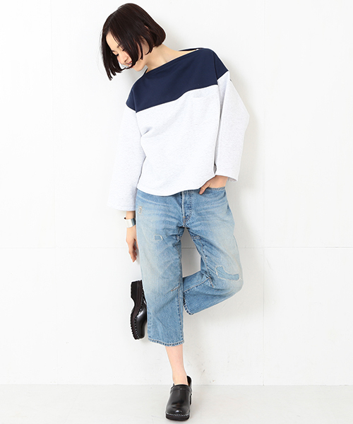 BEAMS BOY（ビームスボーイ）の「◎les Briqu’a braque / 胸切り替え ボートネック スウェット（スウェット・レディース・グレー/ネイビー・ONE SIZE）」の11枚目の写真