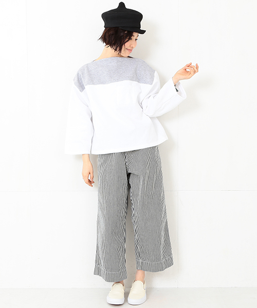 BEAMS BOY（ビームスボーイ）の「◎les Briqu’a braque / 胸切り替え ボートネック スウェット（スウェット・レディース・グレー/ネイビー・ONE SIZE）」の12枚目の写真