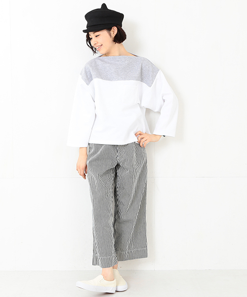 BEAMS BOY（ビームスボーイ）の「◎les Briqu’a braque / 胸切り替え ボートネック スウェット（スウェット・レディース・グレー/ネイビー・ONE SIZE）」の20枚目の写真