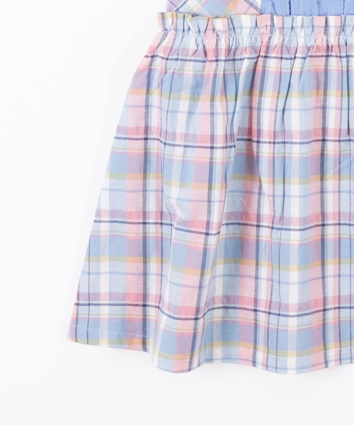 KP（ケーピー）の「シャーリングチェックノースリーブワンピース(100-130cm)（ワンピース・キッズ・オレンジ/ブルー・130cm/100cm/120cm/110cm）」の9枚目の写真