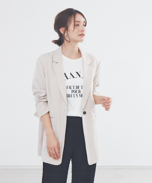 abahouse mavie（アバハウスマヴィ）の「ヴィンテージツイルジャケット（テーラードジャケット・レディース・チャコールグレー/ベージュ・フリー）」の2枚目の写真