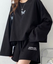 Dalfwin | 2022 S/S 春夏 韓国スウェット ジャージ ルームウェア 部屋着 上下セット HOPELESSプリントセットアップ　ハーフパンツ レディース(ルームウェア/パジャマ)
