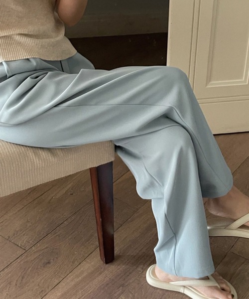 me+em select（ミームセレクト）の「【 S/M/L/XLサイズ展開 】スモーキーハイウエストカラータックスラックス（スラックス・レディース・ブルーグレー/梅・X-LARGE/LARGE/SMALL/MEDIUM）」の5枚目の写真