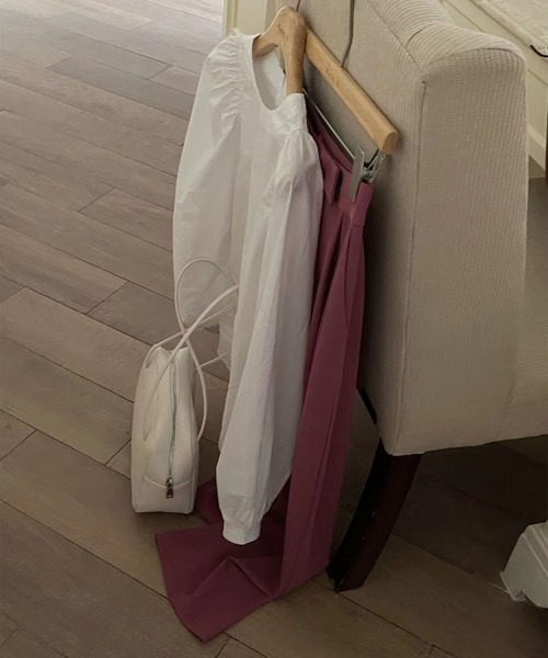 me+em select（ミームセレクト）の「【 S/M/L/XLサイズ展開 】スモーキーハイウエストカラータックスラックス（スラックス・レディース・ブルーグレー/梅・X-LARGE/LARGE/SMALL/MEDIUM）」の19枚目の写真