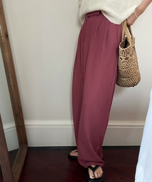 me+em select（ミームセレクト）の「【 S/M/L/XLサイズ展開 】スモーキーハイウエストカラータックスラックス（スラックス・レディース・ブルーグレー/梅・X-LARGE/LARGE/SMALL/MEDIUM）」の17枚目の写真