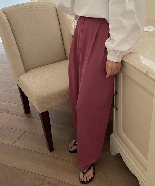 me+em select（ミームセレクト）の「【 S/M/L/XLサイズ展開 】スモーキーハイウエストカラータックスラックス（スラックス・レディース・ブルーグレー/梅・X-LARGE/LARGE/SMALL/MEDIUM）」の15枚目の写真