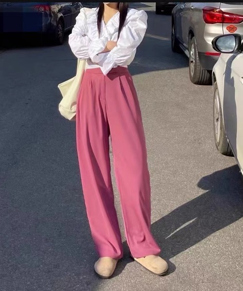 me+em select（ミームセレクト）の「【 S/M/L/XLサイズ展開 】スモーキーハイウエストカラータックスラックス（スラックス・レディース・ブルーグレー/梅・X-LARGE/LARGE/SMALL/MEDIUM）」の20枚目の写真