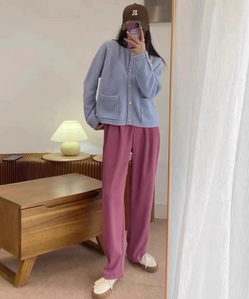 me+em select（ミームセレクト）の「【 S/M/L/XLサイズ展開 】スモーキーハイウエストカラータックスラックス（スラックス・レディース・ブルーグレー/梅・X-LARGE/LARGE/SMALL/MEDIUM）」の21枚目の写真