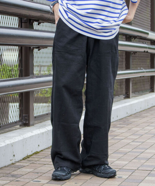 GLOSTER（グロスター）の「【GLOSTER/グロスター】ダブルニー イージーワイドパンツ ルーズシルエット（その他パンツ・メンズ・ブラック/アイボリー・M/L）」の2枚目の写真