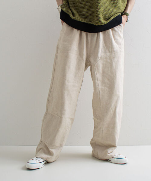 GLOSTER（グロスター）の「【GLOSTER/グロスター】ダブルニー イージーワイドパンツ ルーズシルエット（その他パンツ・メンズ・ブラック/アイボリー・M/L）」の5枚目の写真