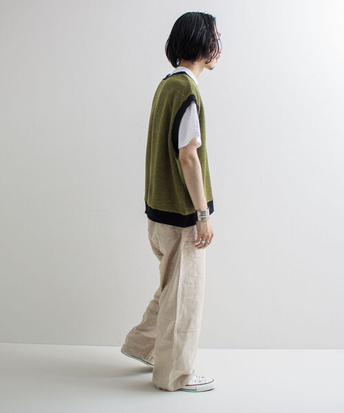 GLOSTER（グロスター）の「【GLOSTER/グロスター】ダブルニー イージーワイドパンツ ルーズシルエット（その他パンツ・メンズ・ブラック/アイボリー・M/L）」の3枚目の写真