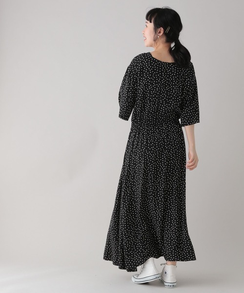 studio CLIP（スタディオクリップ）の「《Natural by studio CLIP》レーヨンドットドロストワンピース（ワンピース・レディース・ブラック/ライトグレー・FREE）」の14枚目の写真