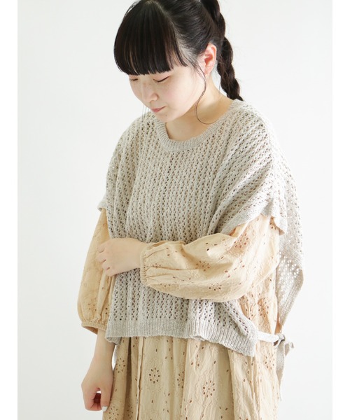 Samansa Mos2（サマンサ モスモス）の「スラブヤーン前後着ベスト（ベスト・レディース・ベージュ/モカ/ブラック・ﾌﾘ-）」の3枚目の写真