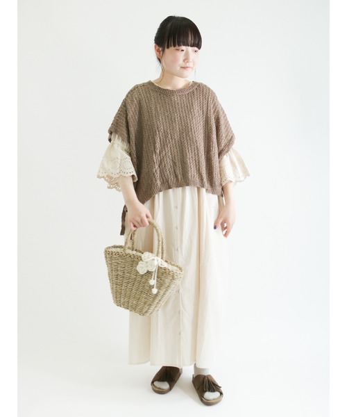 Samansa Mos2（サマンサ モスモス）の「スラブヤーン前後着ベスト（ベスト・レディース・ベージュ/モカ/ブラック・ﾌﾘ-）」の12枚目の写真