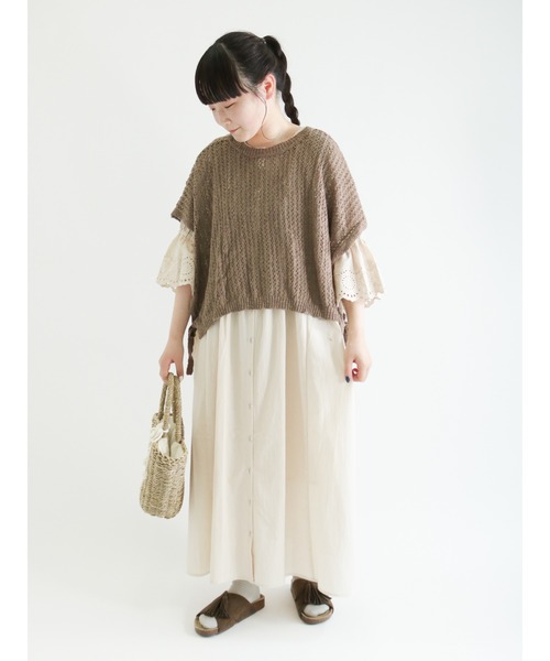 Samansa Mos2（サマンサ モスモス）の「スラブヤーン前後着ベスト（ベスト・レディース・ベージュ/モカ/ブラック・ﾌﾘ-）」の13枚目の写真