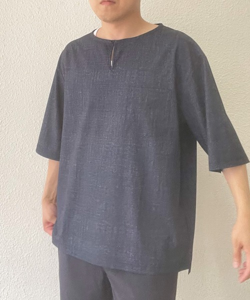 ikka(イッカ)の「5分袖ワンボタンシャツTアンサンブル(Tシャツ/カットソー・メンズ・ダークグリーン/ネイビー/ベージュ/スモークグレー・S/M/L/XL)」の4枚目の写真