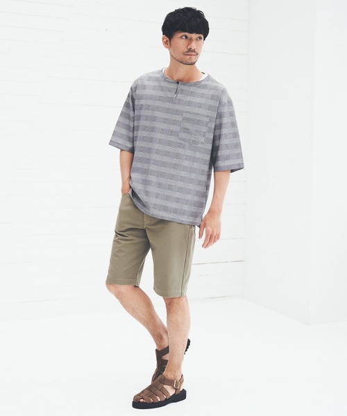 ikka(イッカ)の「5分袖ワンボタンシャツTアンサンブル(Tシャツ/カットソー・メンズ・ダークグリーン/ネイビー/ベージュ/スモークグレー・S/M/L/XL)」の18枚目の写真