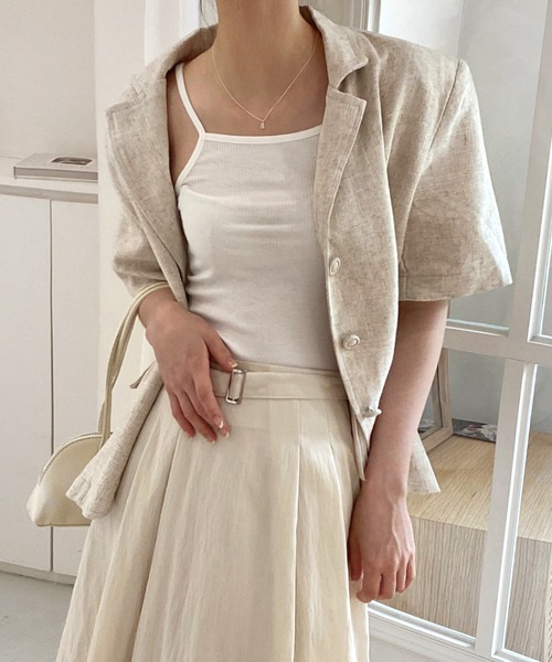 by muni:r（バイ ムニール）の「ソフトリブキャミソール（キャミソール・レディース・アイボリー/ブラック/グレー/ベージュ・FREE）」の2枚目の写真