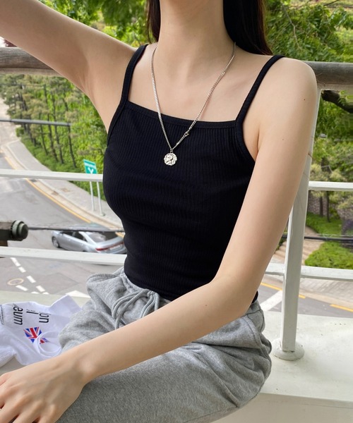 by muni:r（バイ ムニール）の「ソフトリブキャミソール（キャミソール・レディース・アイボリー/ブラック/グレー/ベージュ・FREE）」の3枚目の写真