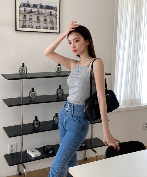 by muni:r（バイ ムニール）の「ソフトリブキャミソール（キャミソール・レディース・アイボリー/ブラック/グレー/ベージュ・FREE）」の17枚目の写真