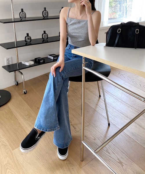 by muni:r（バイ ムニール）の「ソフトリブキャミソール（キャミソール・レディース・アイボリー/ブラック/グレー/ベージュ・FREE）」の6枚目の写真