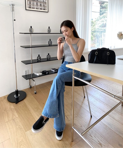 by muni:r（バイ ムニール）の「ソフトリブキャミソール（キャミソール・レディース・アイボリー/ブラック/グレー/ベージュ・FREE）」の7枚目の写真