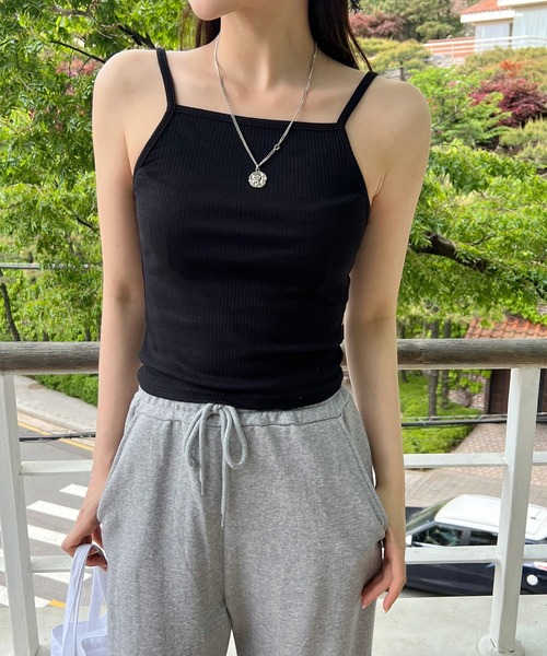 by muni:r（バイ ムニール）の「ソフトリブキャミソール（キャミソール・レディース・アイボリー/ブラック/グレー/ベージュ・FREE）」の20枚目の写真