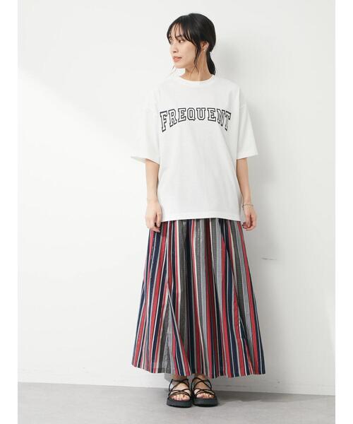 Green Parks(グリーンパークス)の「白抜きカレッジロゴTシャツ(Tシャツ/カットソー・レディース・ブラック/ターコイズブルー/ブルー・FREE)」の7枚目の写真