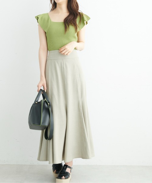 FREE'S MART（フリーズマート）の「◆配色ステッチバックレースアップフレアスカート（スカート・レディース・ブラック/ベージュ/グリーン・SMALL/MEDIUM）」の22枚目の写真