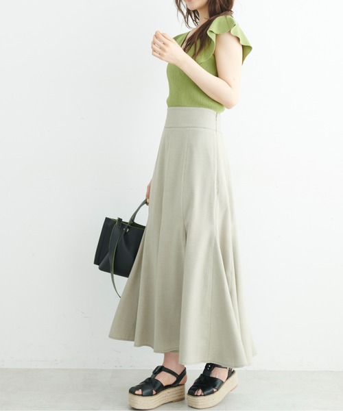 FREE'S MART（フリーズマート）の「◆配色ステッチバックレースアップフレアスカート（スカート・レディース・ブラック/ベージュ/グリーン・SMALL/MEDIUM）」の13枚目の写真